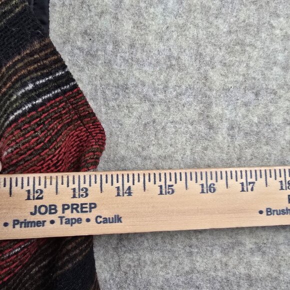 Jolt Striped Sherpa-Lined Open Front Vest Burgundy/Black Woven Medium - Picture 6 of 8